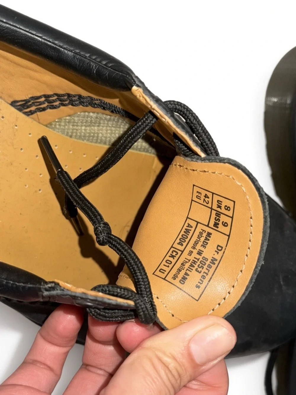 Dr. Martens Black Leather 5-Eye Lace-Up Oxfords with Yellow Stitching